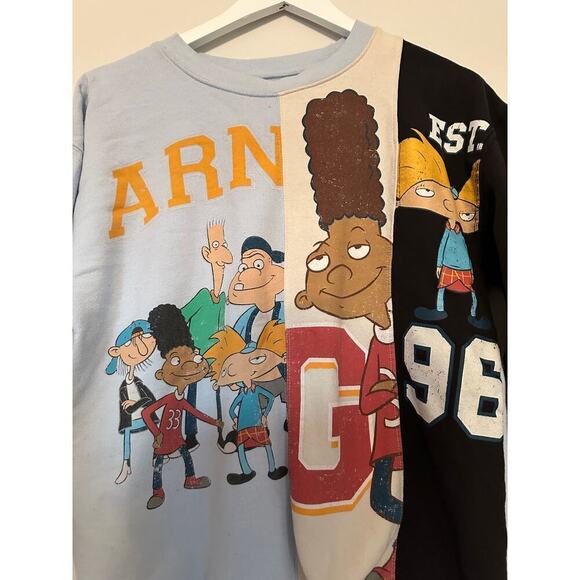 Viacom Nickelodeon Hey Arnold Gray Fleece Sweatshirt Sweater Size Small Y2k 90s - Picture 5 of 12